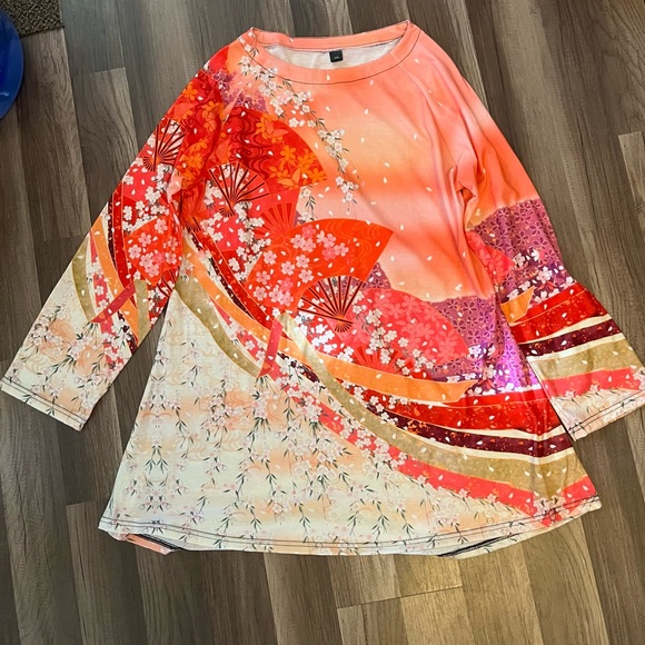 NWOT Japanese Cherry Blossom Long Sleeve Tunic SZ 2X - Picture 4 of 11